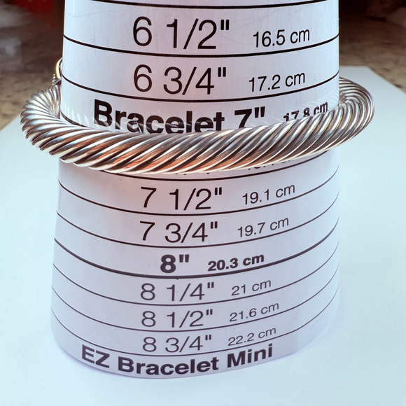 14K Gold Renaissance Cubic Zirconia Cable Cuff Sterling Silver 925 Bracelet - Picture 7 of 12